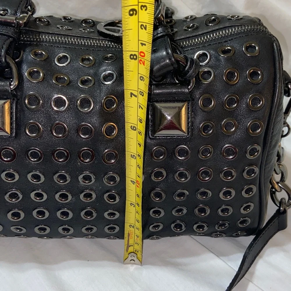 RARE Michael Kors black leather grommet Grayson_10